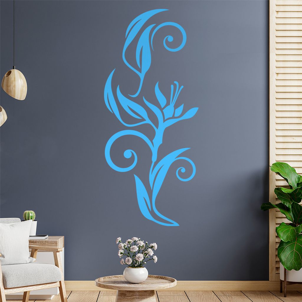 Blumen - Linien Wandtattoo in 6 Größen - Wandaufkleber Wall Sticker - Dekoration, Küche, Wohnzimmer, Schlafzimmer, Badezimmer
