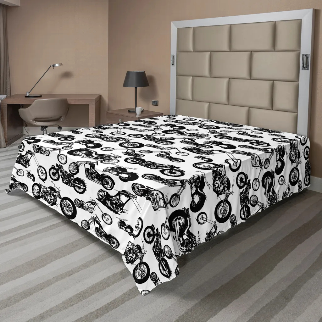 Drap de lit 266x260 cm Anti-décoloration Thème Moto : Douceur et Durabilité