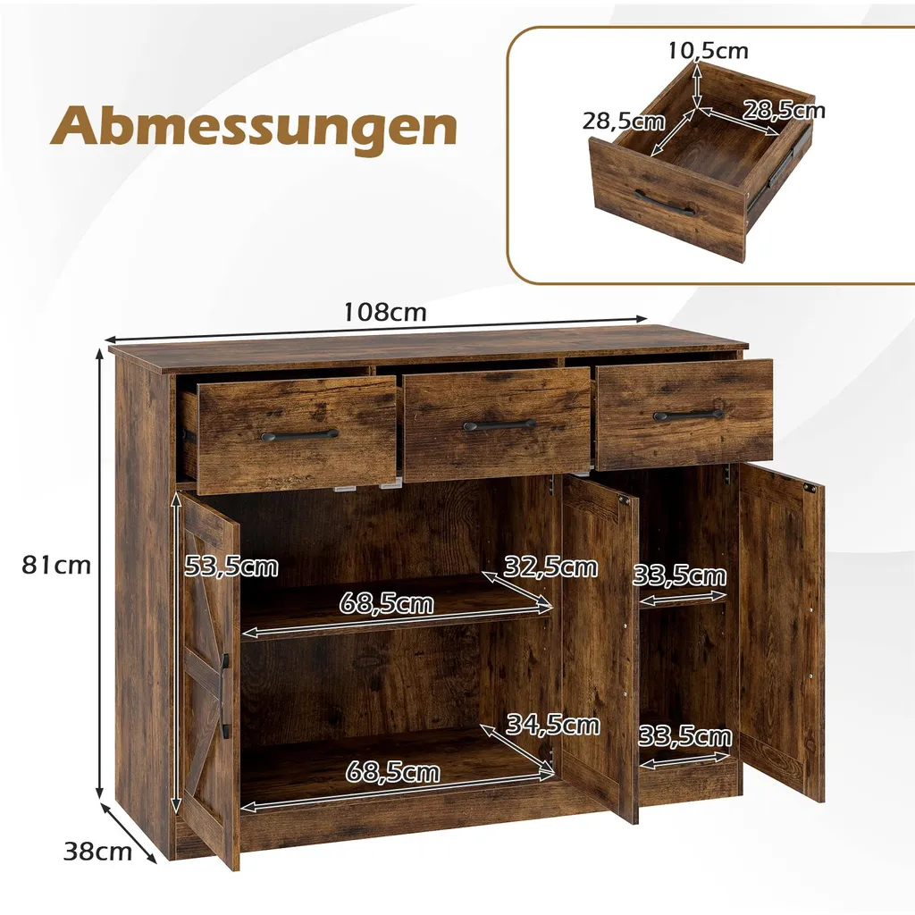 Meuble Bas de Cuisine pour Micro-Ondes et Vaisselle Buffet Pratique