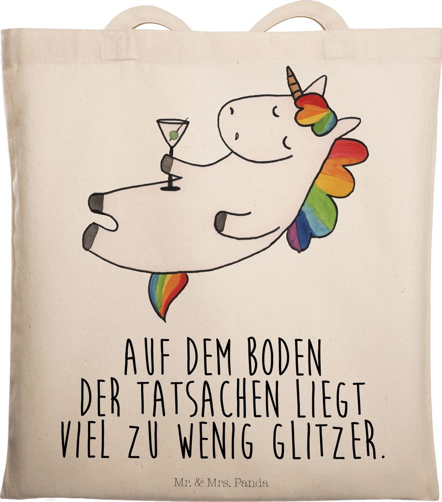 Mr. & Mrs. Panda Tote Bag Einhorn Cocktail - Transparent - Geschenk, Laptoptasche, Shopping Tasche, Spruch, Rum, Uni, Jutebeutel, Geburtstag, Sekt,...