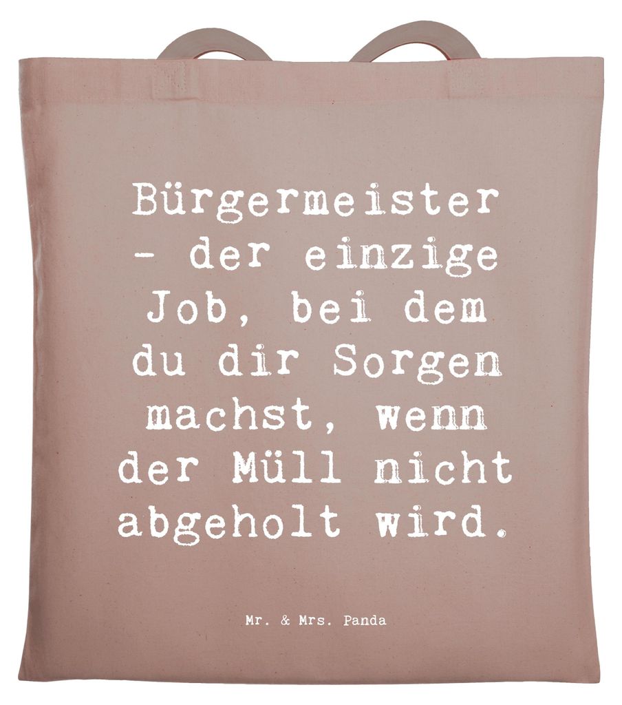 Mr. & Mrs. Panda Tote Bag Spruch Bürgermeister Job - Braun Pastell - Geschenk, Shopping Tasche, Baumwolltasche, Stadtverwaltung, Berufe, Berufsall...