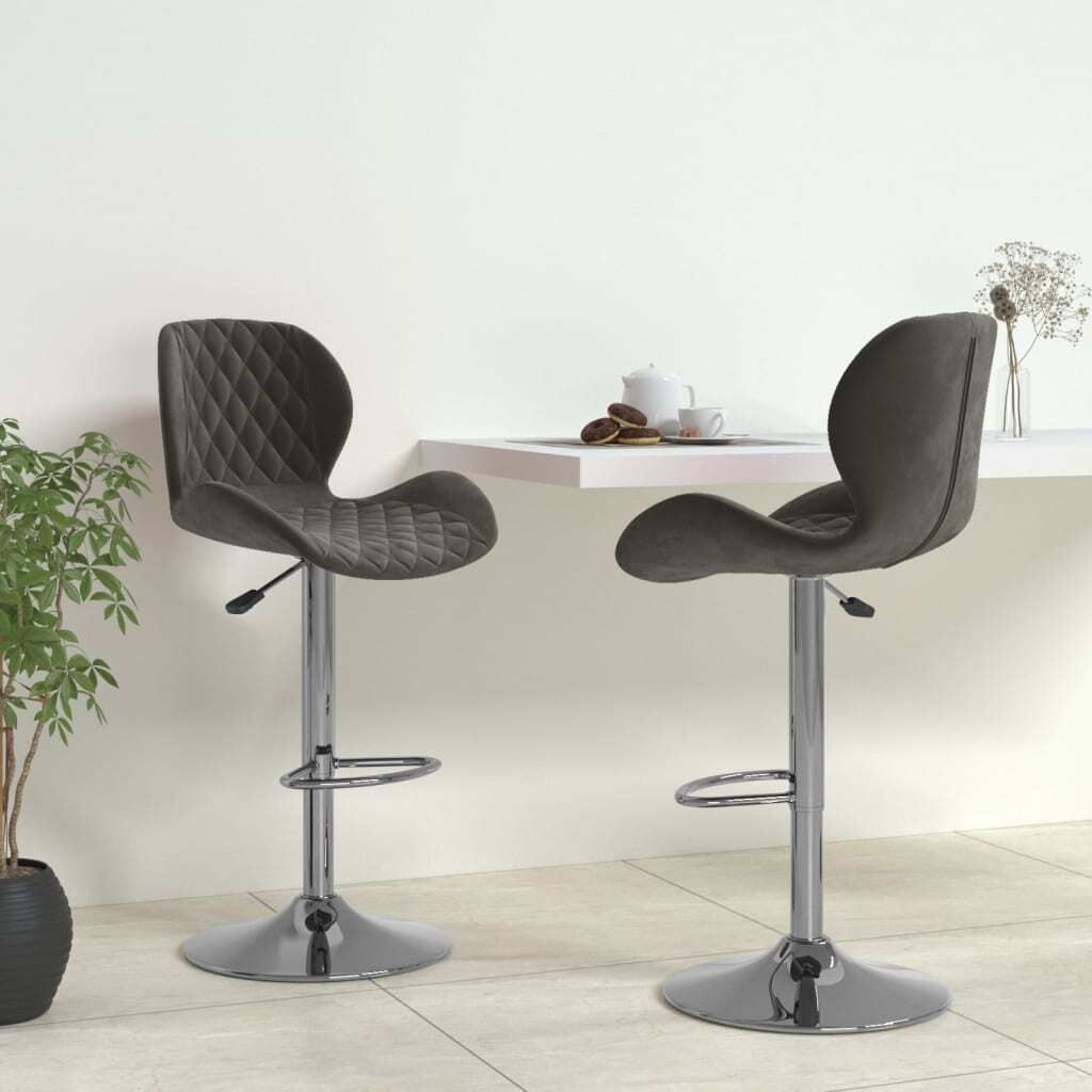 The Living Store Barhocker 2 Stk. Dunkelgrau Samt