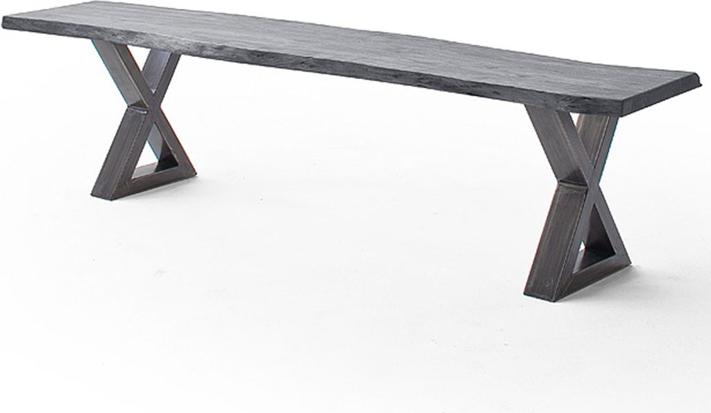 Esszimmer Sitzbank mit 180 cm Breite, Akazie massiv, grau sandgestrahlt - COSENZA-06