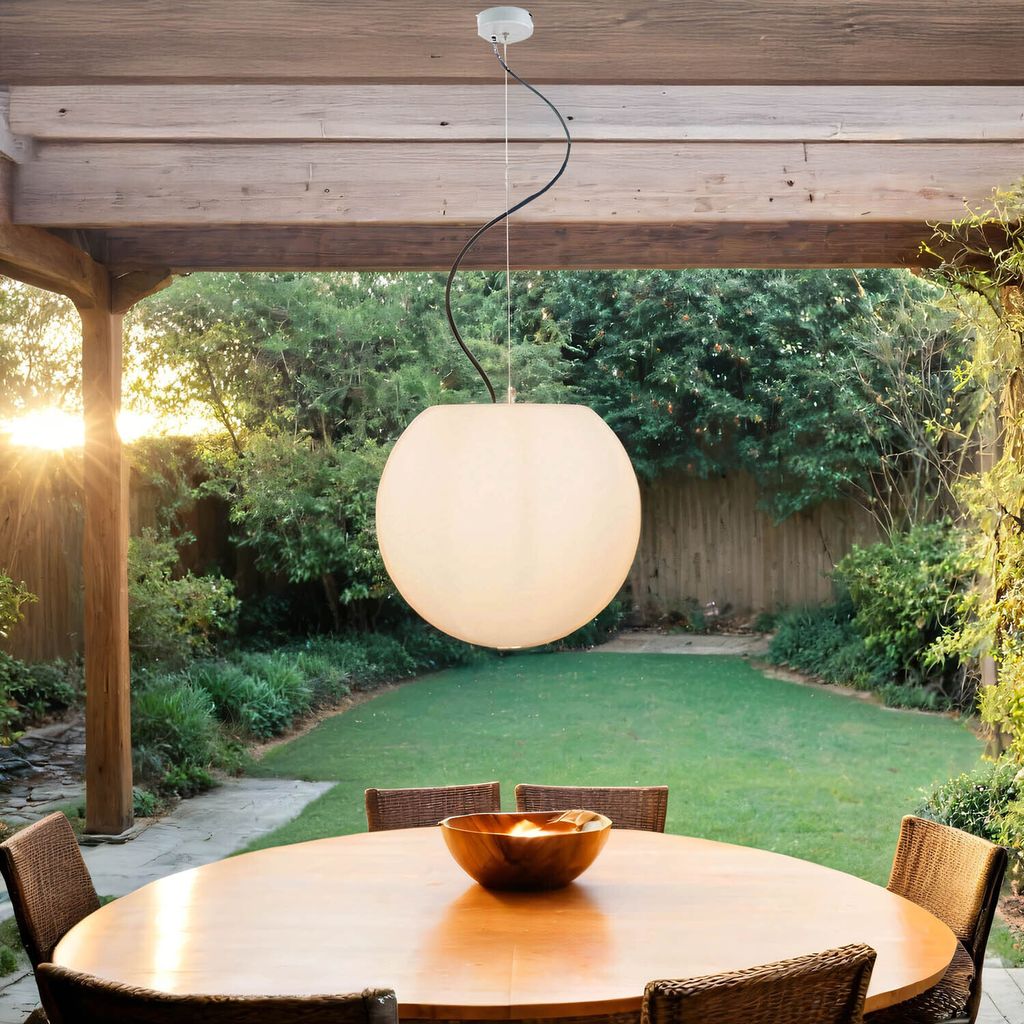 Außenleuchte E27 Ø 45 cm Weiß Haus Garten Hängelampe außen