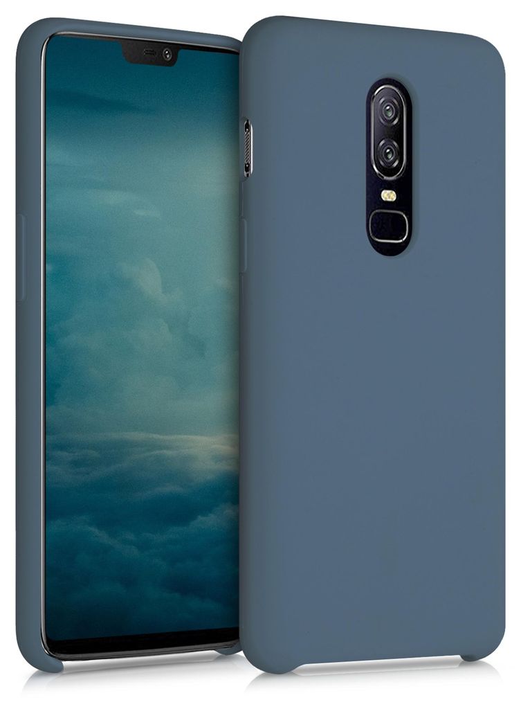 kwmobile Handyhülle für OnePlus 6 Hülle - Case Silikon - Kabelloses Laden - Schutzhülle Cover in Dunkler Schiefer