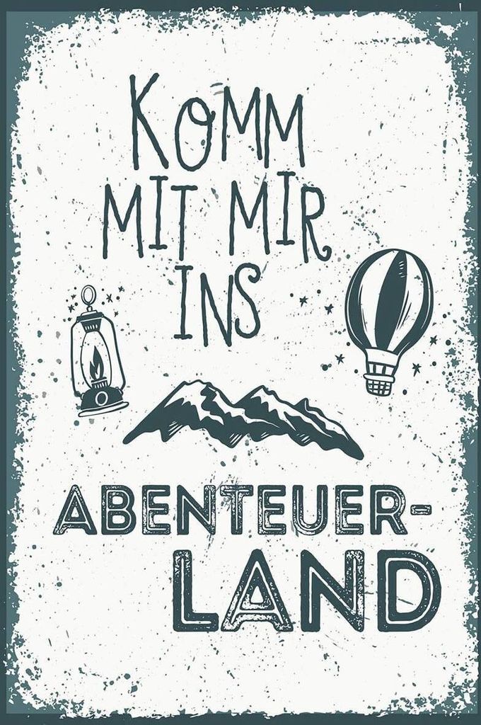 vianmo Holzschild 18x12 cm Komm mit mir ins Abenteuerland