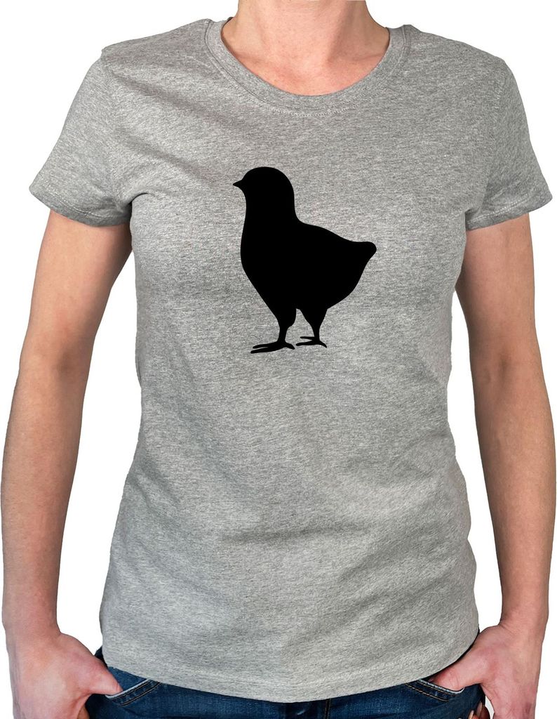 Huuraa Damen T-Shirt Küken Silhouette M Sport Grey Bio Baumwolle Fairtrade Damenshirt Geschenkidee
