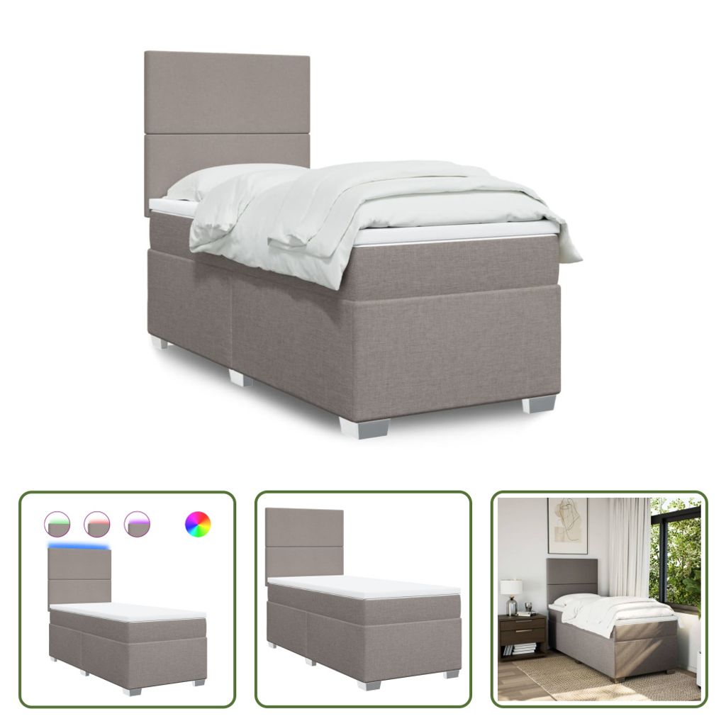 The Living Store Boxspringbett mit Matratze Taupe 80x200 cm Stoff