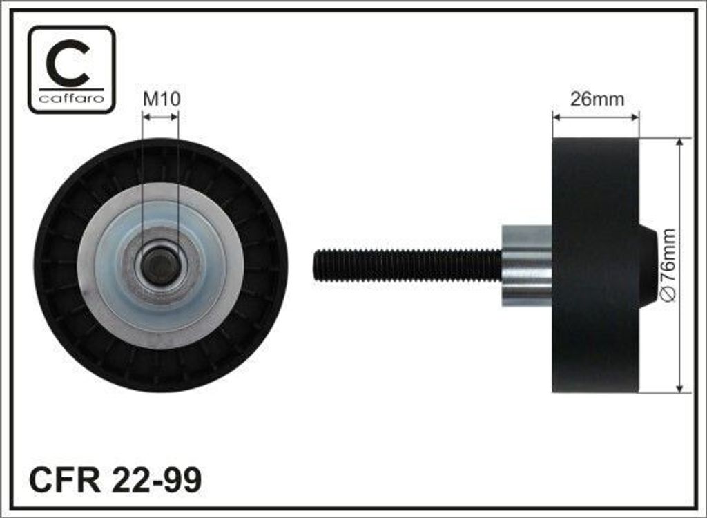 CAFFARO 22-99 Umlenkrolle Keilrippenriemen 76mm für VW GOLF VI (5K1) Golf V Schrägheck (1K1) POLO (9N) Polo Schrägheck (6R1, 6C1) TOURAN (1T1, 1T2)