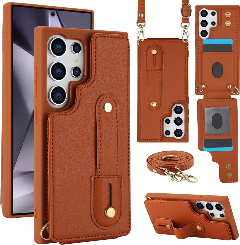 Handy Hülle Fliphülle für Samsung Galaxy S26 Ultra Kunstleder Crossbody Braun