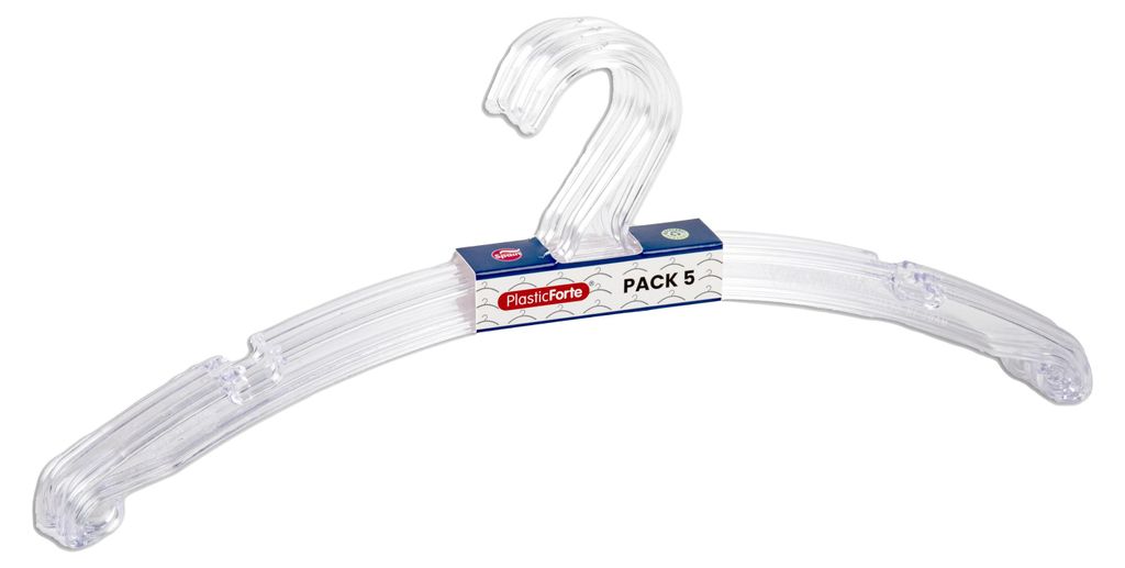 Kleiderbugel Jacken - 5x Stuck - Kunststoff - transparent - 42 cm - fester Haken