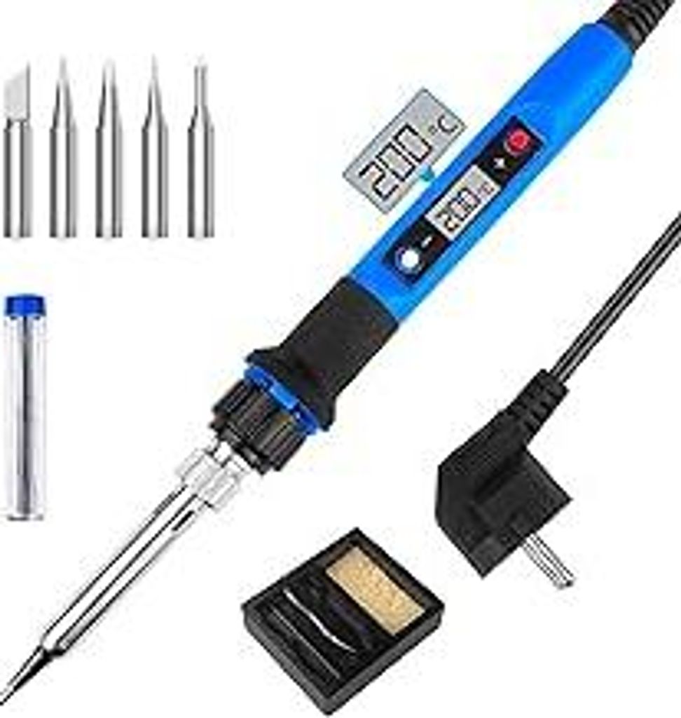 80W Lötkolben Set, Lötstation mit Temperatur Einstellbar 180-480°C, Lötset mit Lötdraht, Soldering Iron Kit mit LED Bildschirm und 5 Lötspitz...