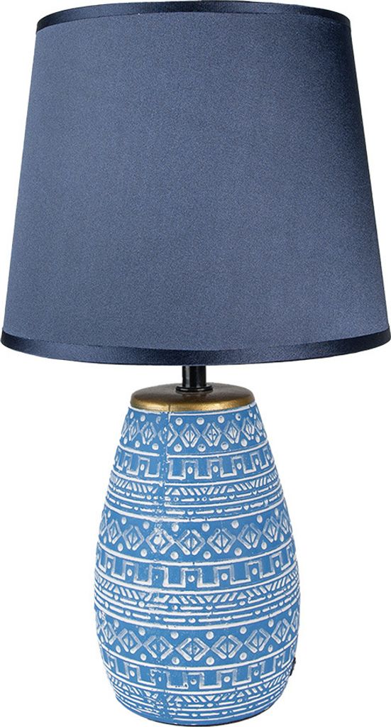 Clayre & Eef Tischlampe Ø 20x35 cm Blau Weiß Keramik