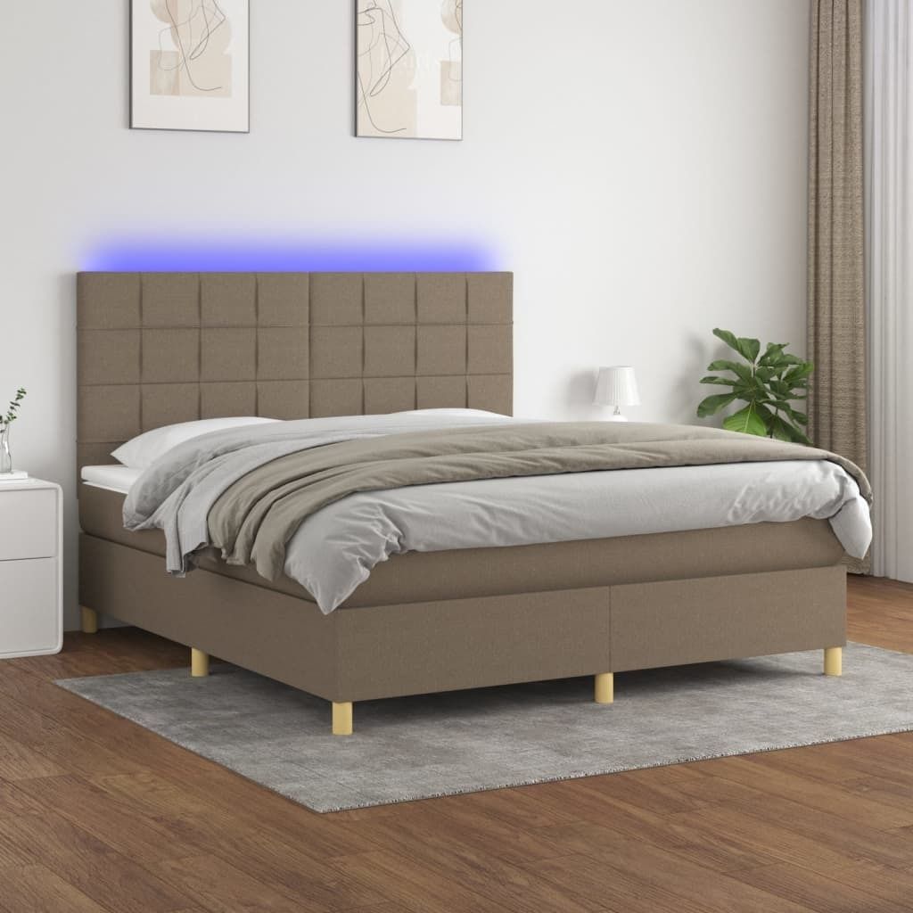 Möbel Boxspringbett mit Matratze & LED Taupe 160x200 cm Stoff - Klassische Betten 3135449