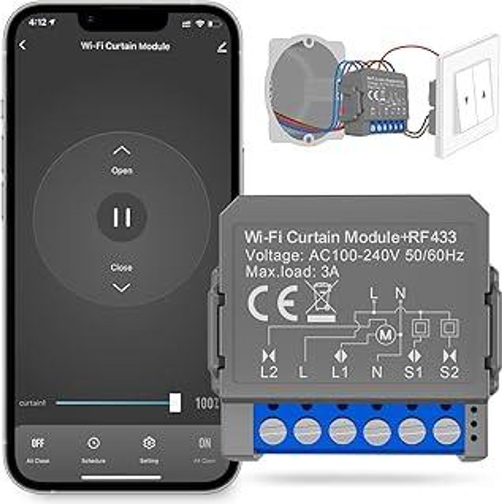 MIUCDA Smart Rolladenschalter Modul WIFI + RF mit Prozentfunktion mit Google Home DIY Elektrische Rolladensteuerung Zeitschaltuhr APP Steuerung fü...