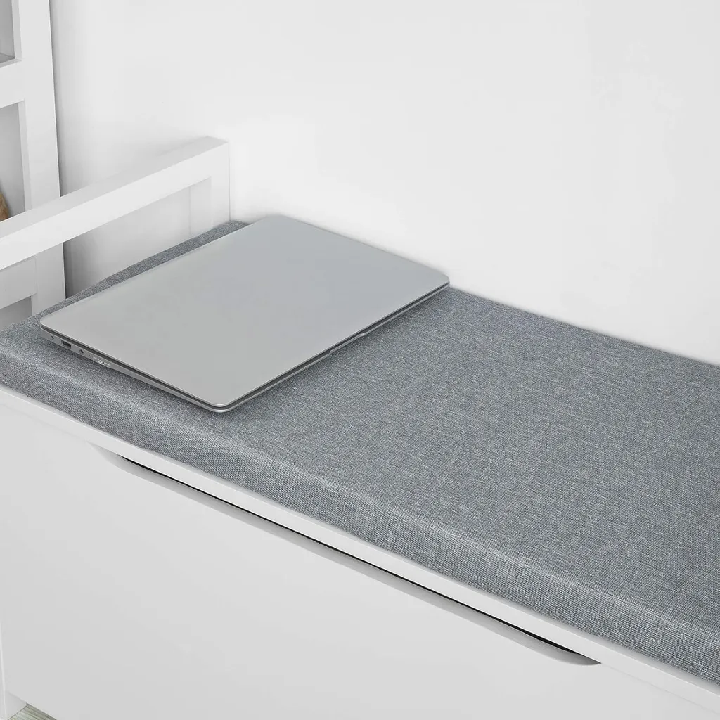 Banc à Chaussures avec Coussin d'Assise Meuble de Rangement Blanc