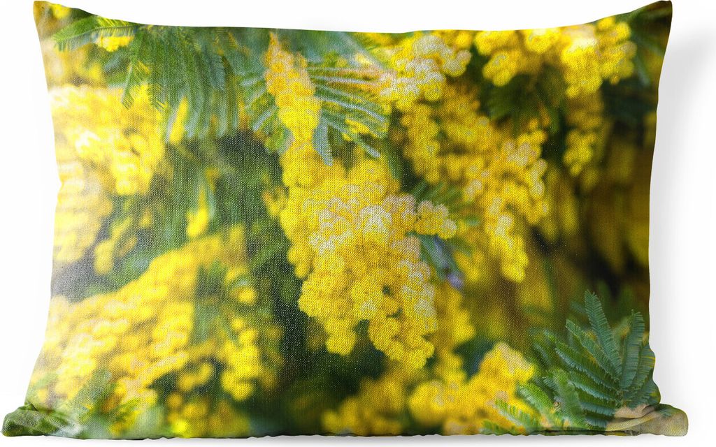 MuchoWow Outdoor Kissen - Gelbe Mimosenblüten - 60x40 cm - Wetterfest - Lounge Kissen - Zierkissen - Kissen für Innenräume