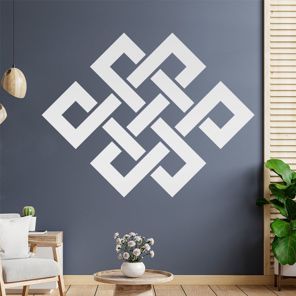 Buddhistischer Endlosknoten Wandtattoo in 6 Größen - Wandaufkleber Wall Sticker - Dekoration, Küche, Wohnzimmer, Schlafzimmer, Badezimmer
