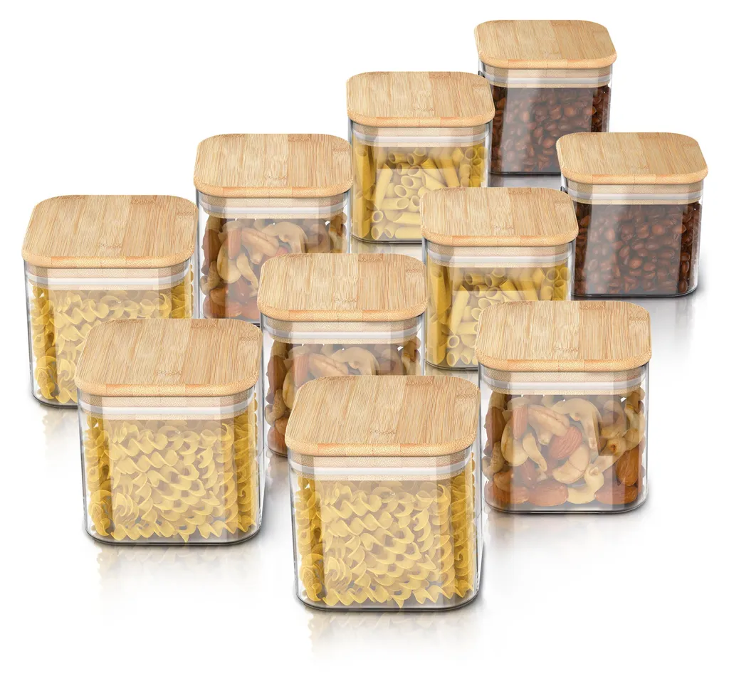MEETOZ Set di 3 barattoli da 750 ml in vetro con coperchi in