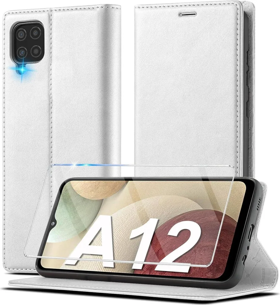 Housse Protection Galaxy A12 Support Vidéo et Rangement de Cartes