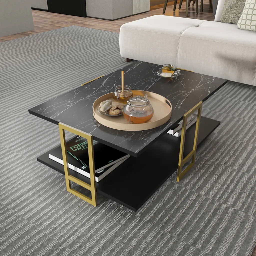 Table basse 91,5 cm Polka finition Bendir & Gold | Mobilier Robuste