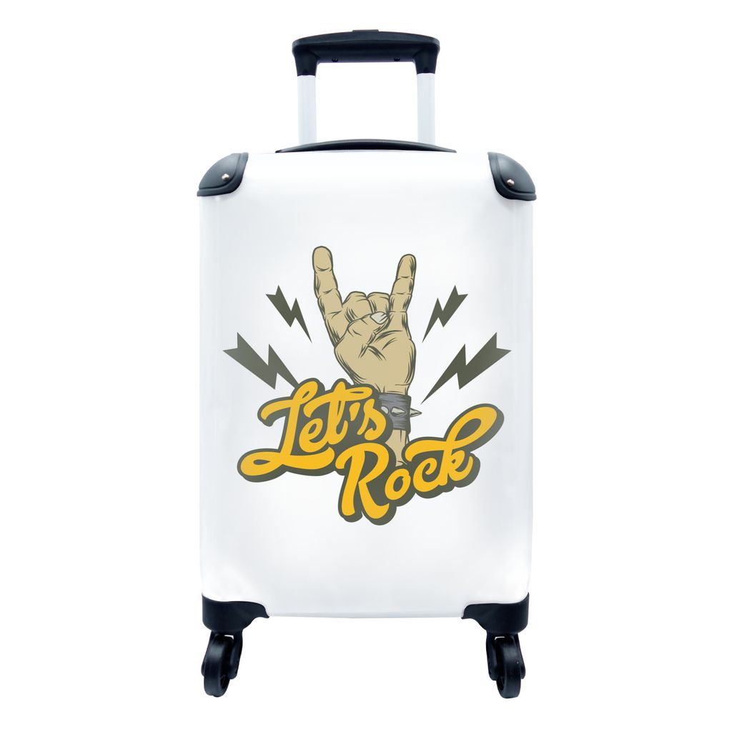 MuchoWow Koffer Handgepäck Trolley Rollkoffer Kleine Reisekoffer mit 4 Rollen - Vintage - Armband - Rock - Cabin Size < 55x40x23 cm & 55x40x20 c...