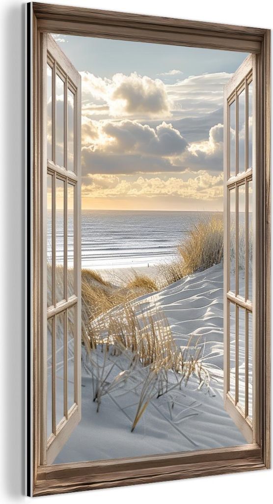 MuchoWow Wanddekoration Metall Metallbild Wandkunst 40x60 cm Aussicht - Strand - Dünen - Meer - Natur MuchoWow Aluminium Gemälde - Wanddekoration...