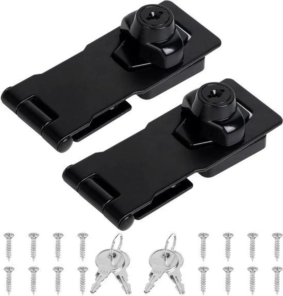 Double Serrure de Tiroir Noire avec Cadenas pour Meuble et Placard