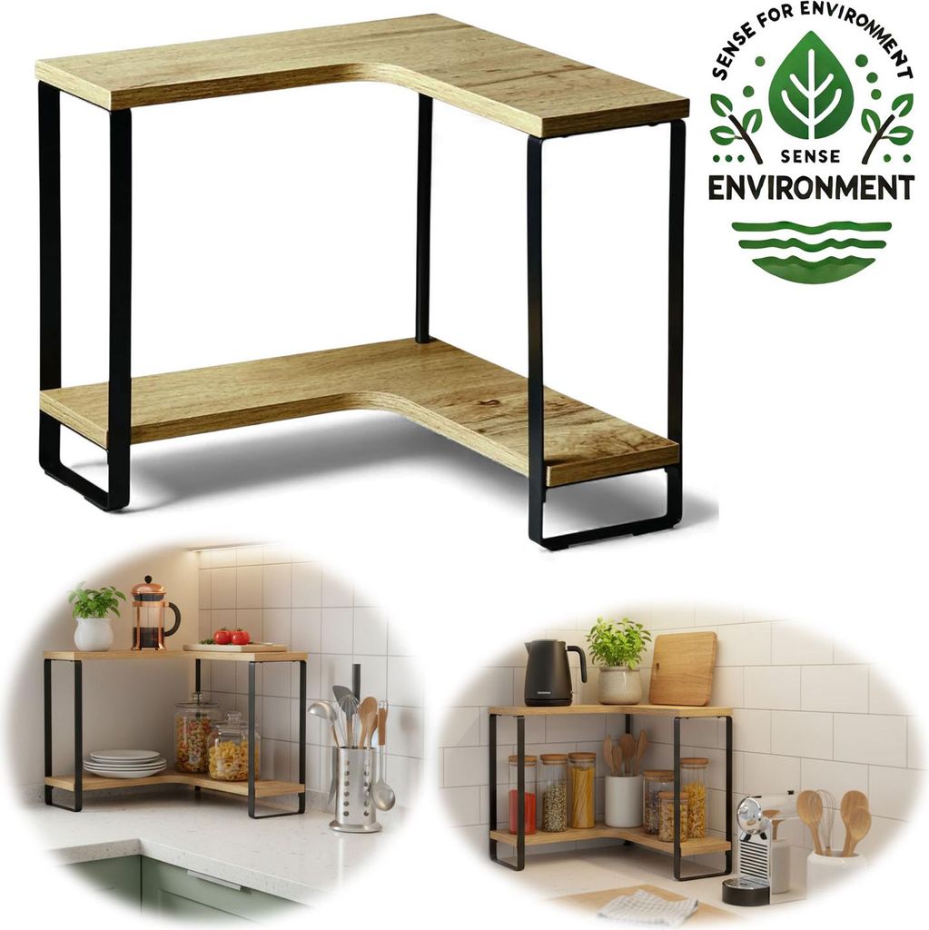 LS-LebenStil Küchenregal Eckregal Holz 30cm Stehendes Produktbild 