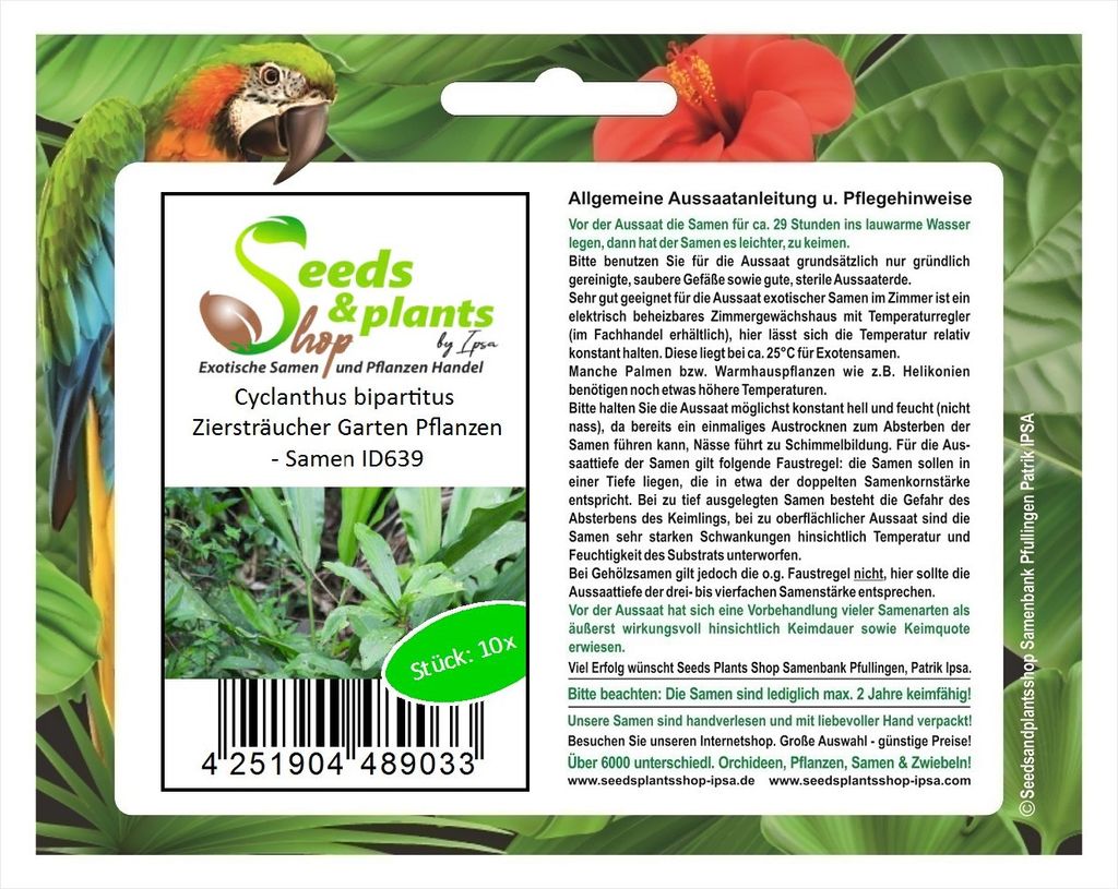 10x Cyclanthus bipartitus Ziersträucher Garten Pflanzen - Samen ID639