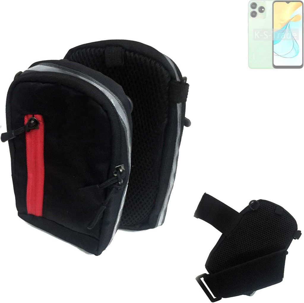 K-S-Trade Outdoor Gürteltasche Holster Umhängetasche kompatibel mit ZTE Axon 50 Lite schwarz Handy Tasche Case travelbag Schutz Hülle Handy Hülle
