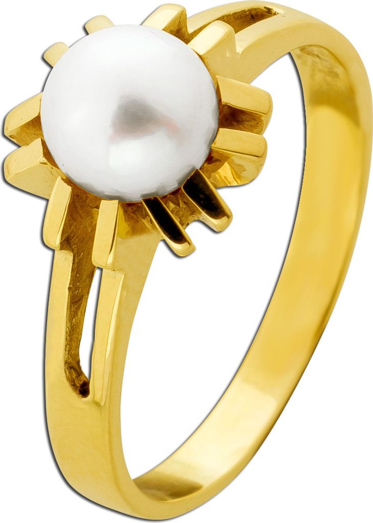 Perlenring Gold 585 14K Akoyaperle Antikschmuck 20