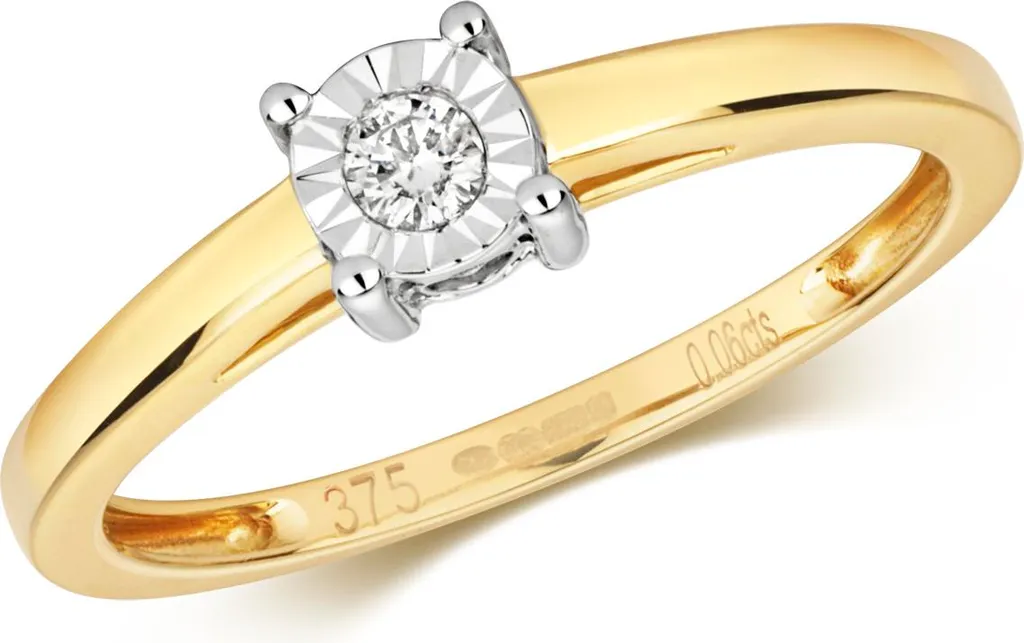Bague Solitaire Or 375/1000 Diamant 0.06 Carat H-PK2 TRS317269KYRSN T54