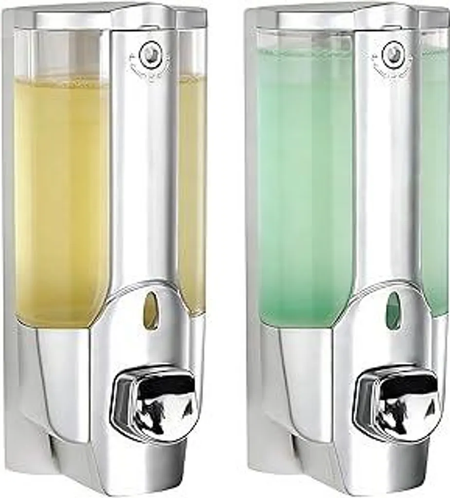 2 Dispenser Sapone Parete 350ml Argento - Dosatore Manuale per Hotel e Casa