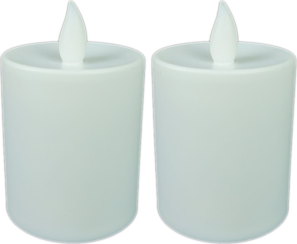 LED Kerze Outdoor 2x weiß Grablichter LED mit Batterie Dauerkerze | LED Kerzen flackernde Flamme Dauerbrenner LED Friedhofskerze Ambientebeleuchtu...