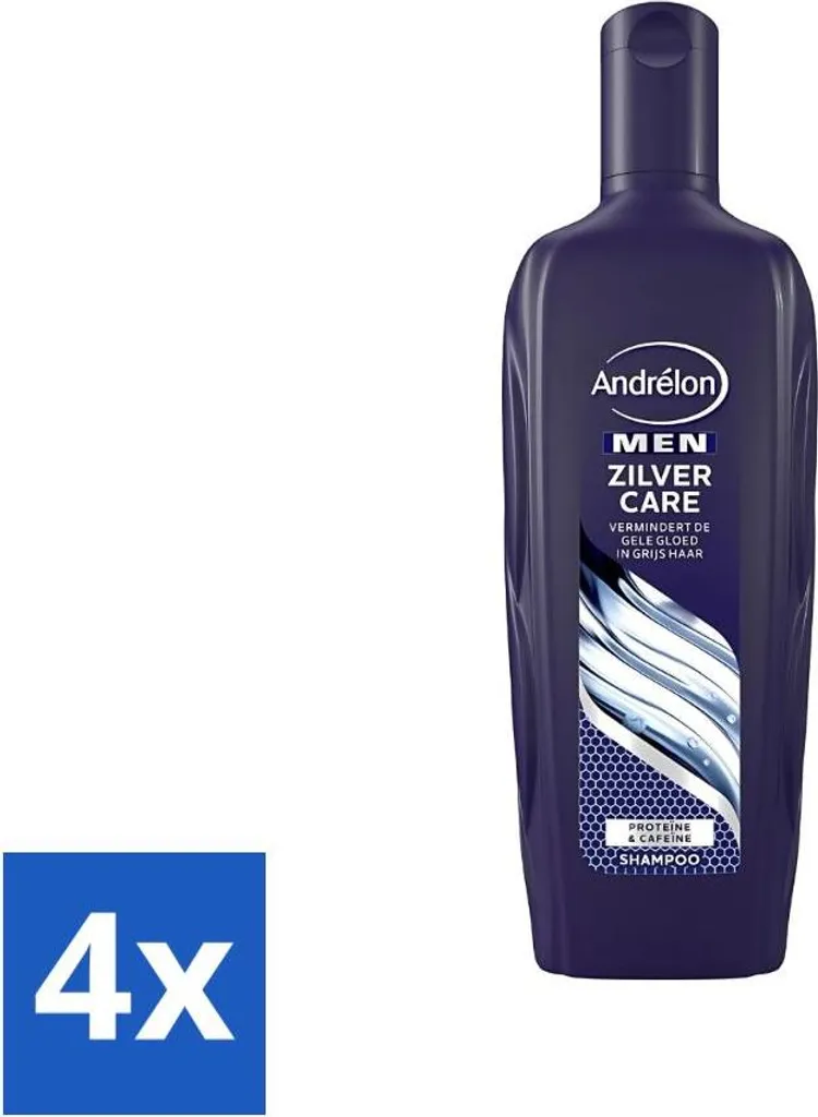 Andrélon - Men Silver Care - Shampoo - Per toni biondi freddi - 300 ml - Confezione vantaggiosa - 4 pezzi