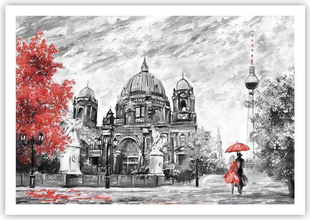 Poster - Poster ohne Rahmen - Dom Berlin Liebespaar - 100x70 cm - Wand Bild - Wanddeko - Wandbilder - Kunstposter - Wandposter - Bilder - Kunstdruc...