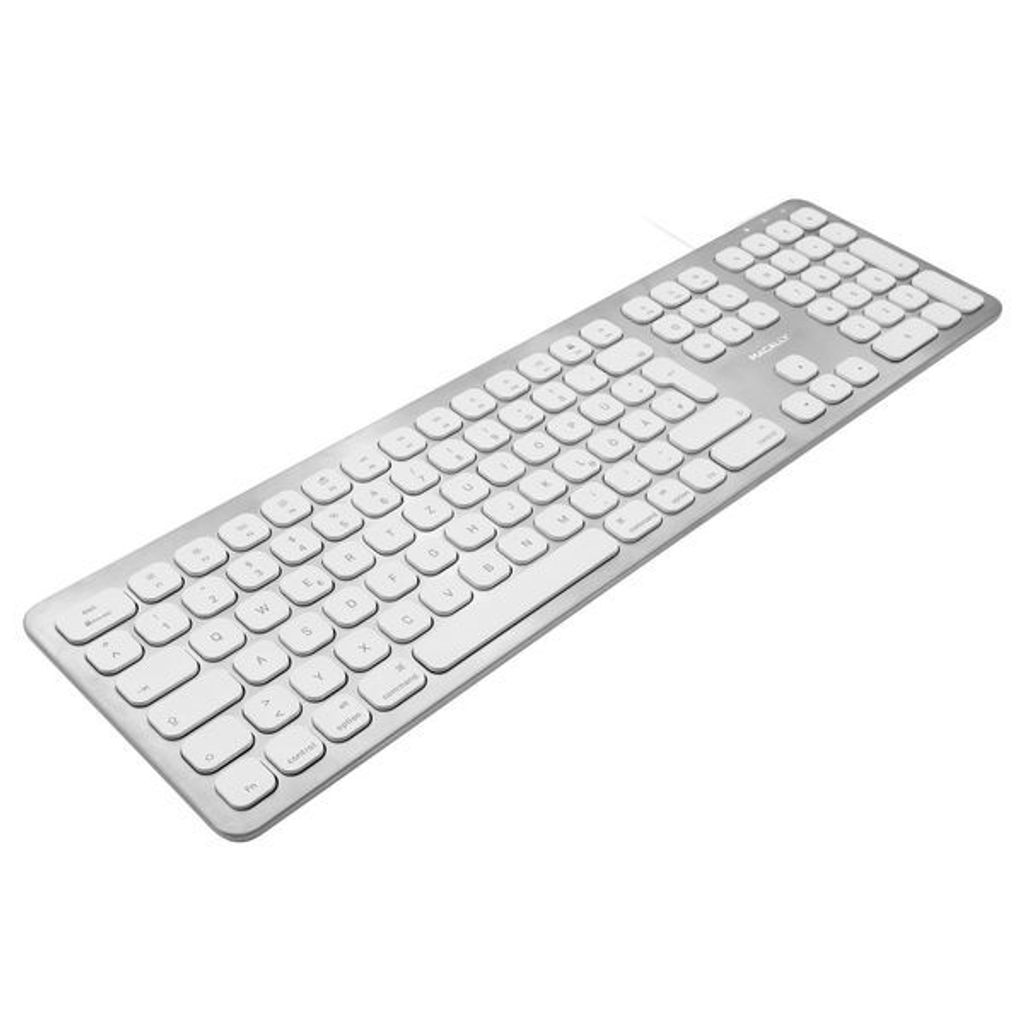 Macally WKEYHUBMB-A, erweiterte Mac-Tastatur mit Ziffernblock, 2 USB Ports, US QWERTY Tasten-Layout, USB-A, Alu-Design