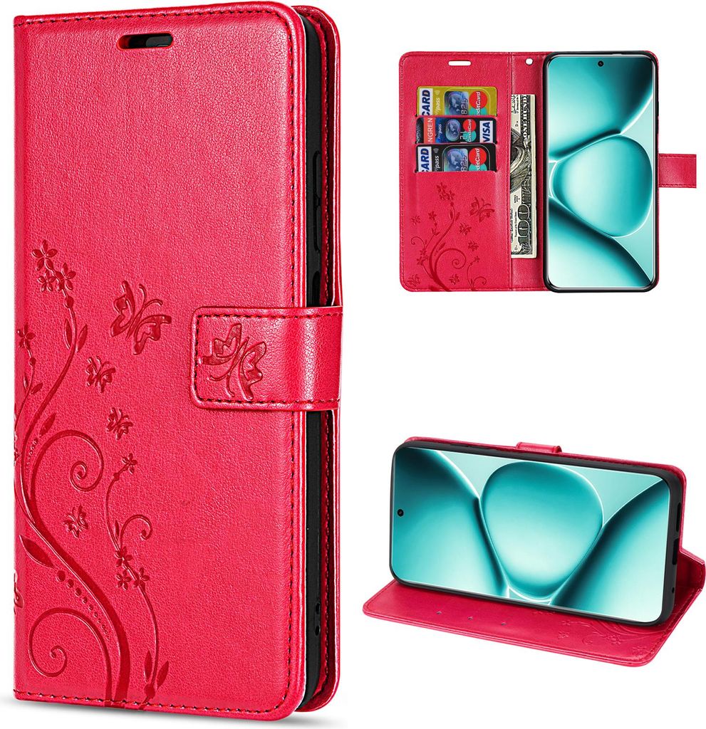 Hülle für Xiaomi Redmi Note 15 Pro+ Handyhülle Wallet Case Klapphülle in Rot