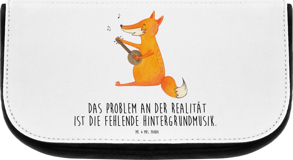 Mr. & Mrs. Panda schminkaufbewahrung Fuchs Gitarre - Weiß - Geschenk, Necessaire, Musik, glücklich, Optimistisch, kulturtäschchen, Kosmetiktasch...