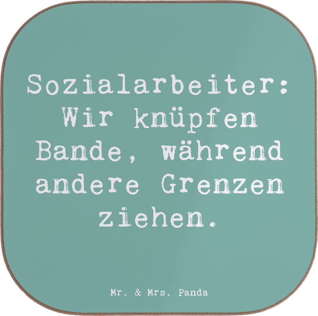 Mr. & Mrs. Panda Untersetzer für Gläser Spruch Sozialarbeiterin Bande knüpfen - Meeresbrise - Geschenk, Coaster, Berufsalltag, Geschenke Berufst...