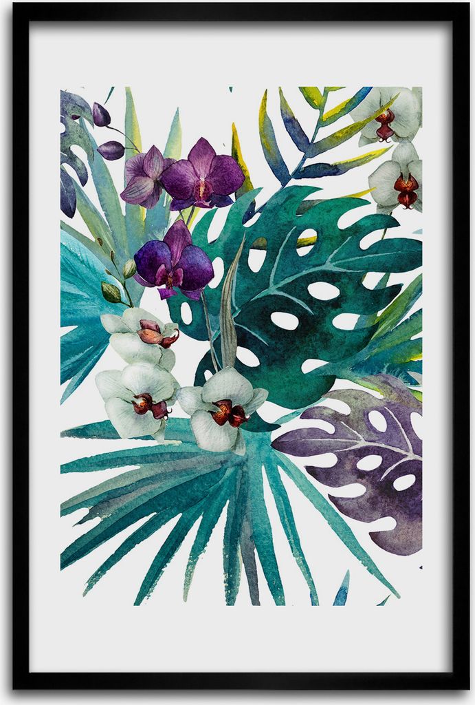 Bild - Bilderrahmen - 40 cm x 60 cm - MDF - Rahmen - Wandkunst - Hawaii-Muster