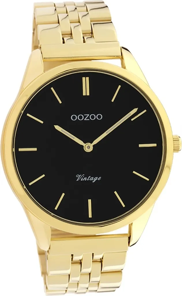 Montre Analogique Femme Oozoo Vintage avec Bracelet Mailles en Or