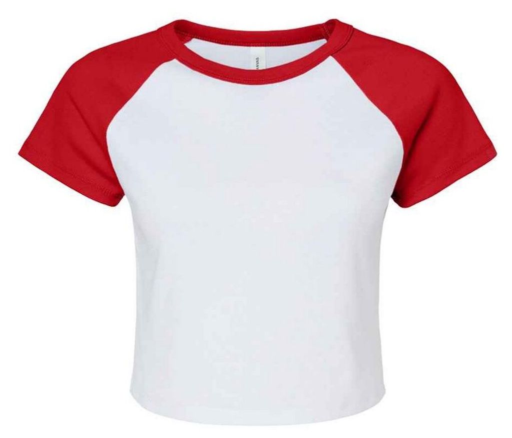 Bella + Canvas - "Baby" Kurzes Top für Damen Raglanärmel LT2930 (XXL) (Weiß/Rot)