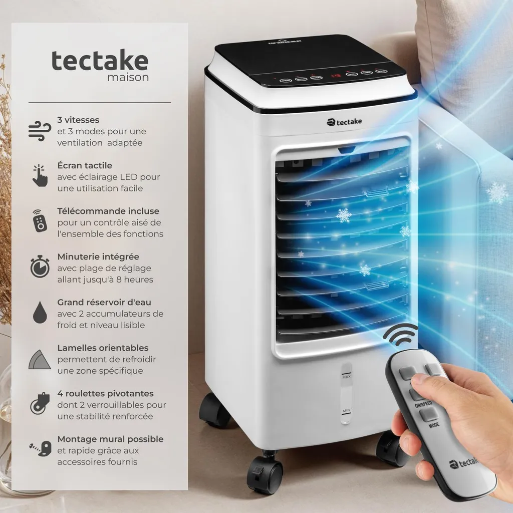 Climatiseur mobile monobloc blanc programmable pour chambre et salon - 2