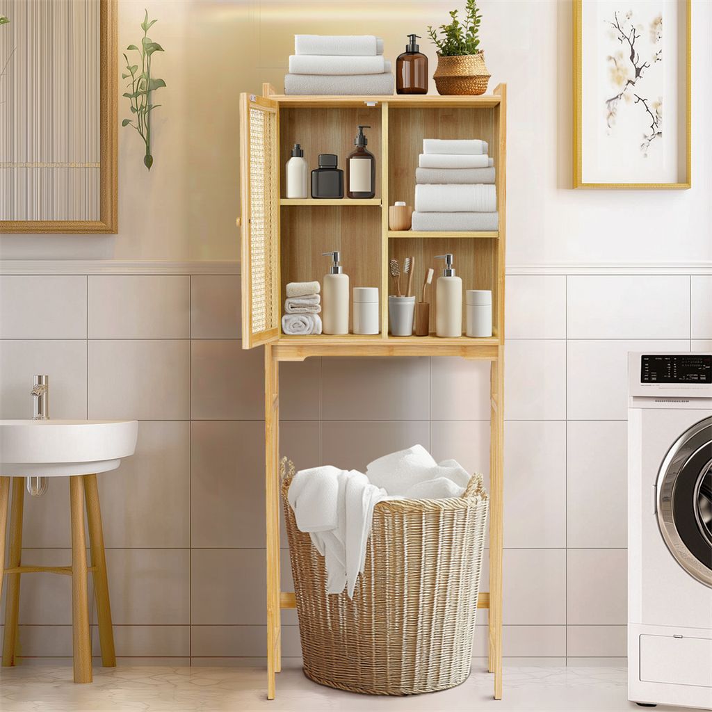 WISFOR Badregal Toilettenregal, Badezimmerregal mit Schrank Produktbild 6
