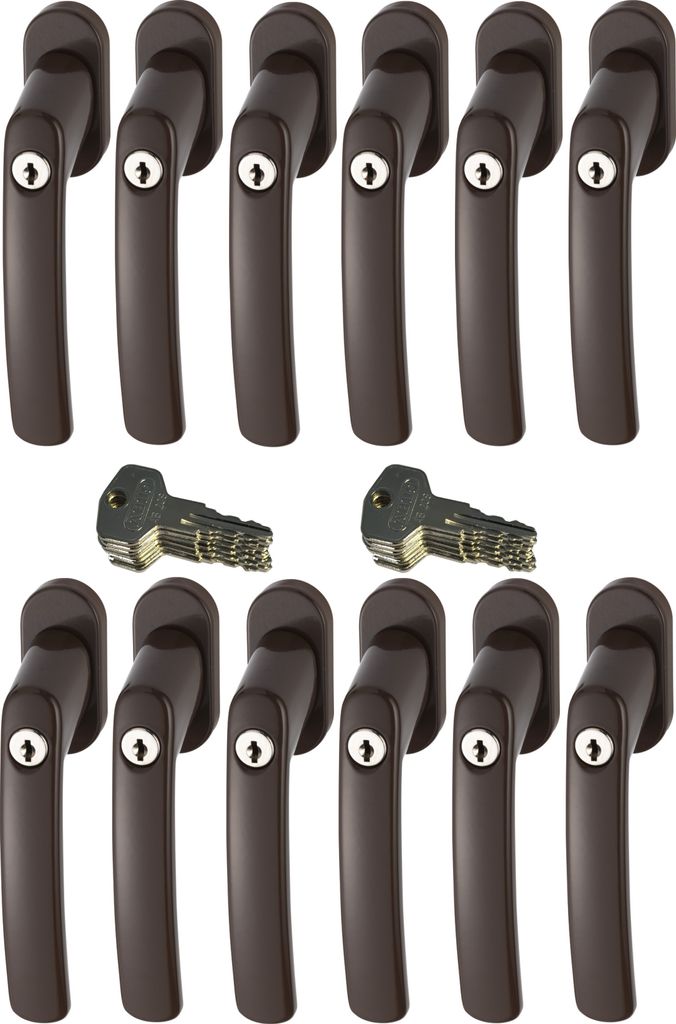 ABUS FG200 B abschließbarer Fenstergriff, braun im Set 12 Stück
