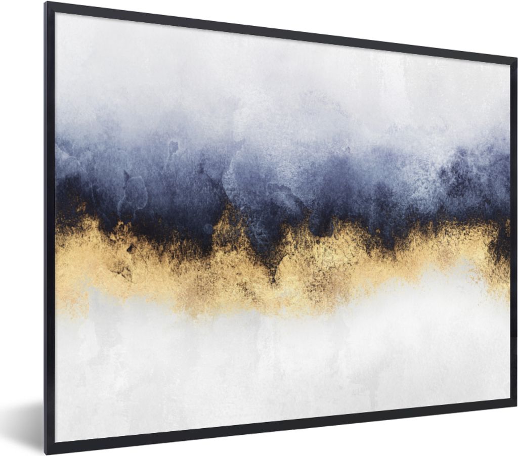 MuchoWow Gerahmtes Poster Abstrakt - Gold - Luxus 80x60 cm - Poster mit Schwarzem Bilderrahmen Wandposter Rahmen Foto Bilder - Schwarzem - Mit Ge...