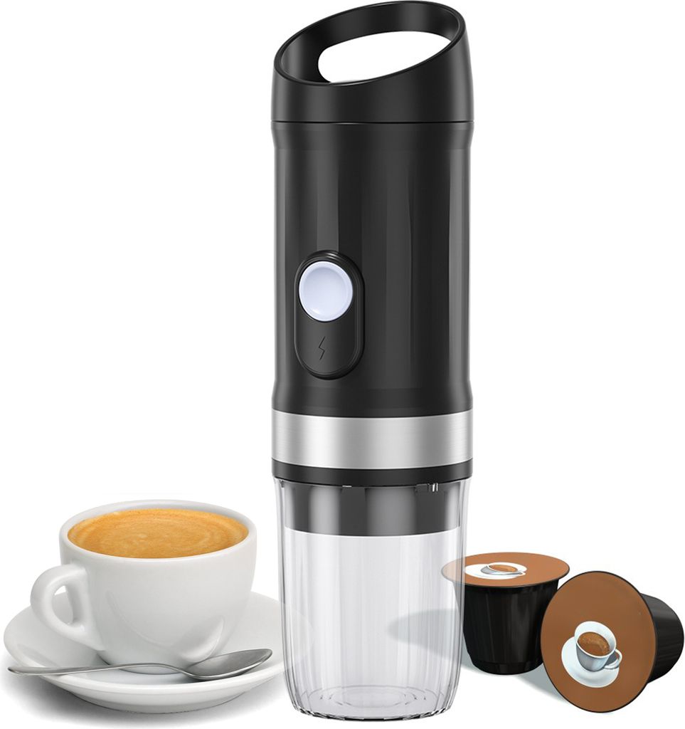 Tragbare elektrische Espressomaschine, kabellos, zum Aufwaermen und Kaltbruehen, 3 oz Einzelportions-Mini-Kaffeemaschine mit 3-IN-1-Kaffeepulver/N-...