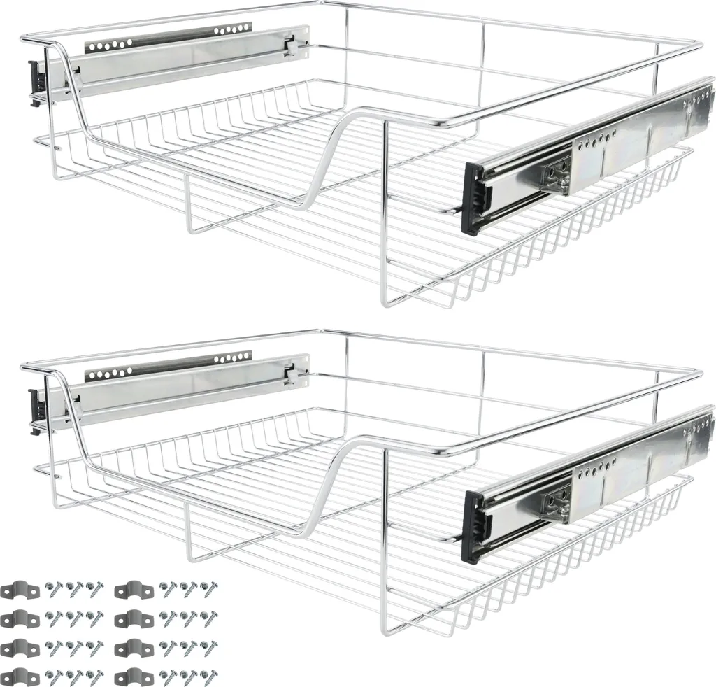 OFFERTA 2x Cassetto Telescopico AREBOS 60cm | Cesto Estraibile Acciaio